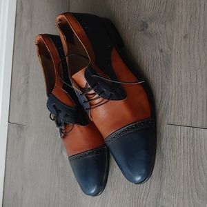 Navy and brown Derby's shoes